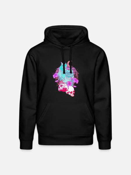 Pastel Goth Skull Owl Aesthetic Clothes Moon - Stanley/Stella DRUMMER Unisex Organic Hoodie - black
