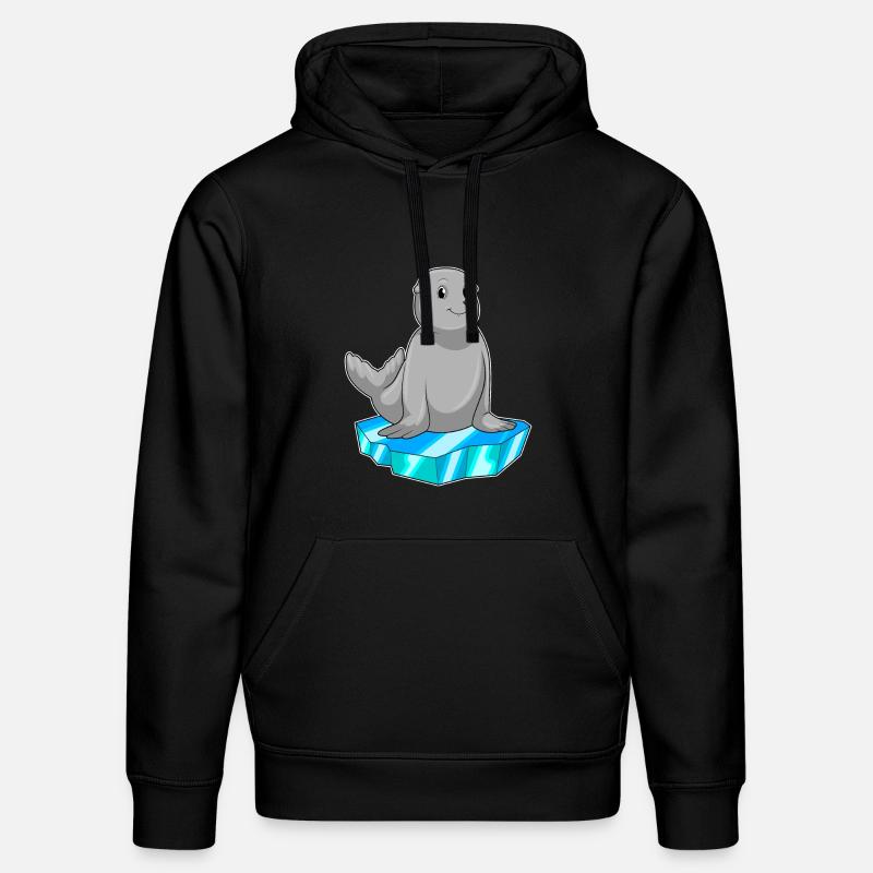 Seehund mit Eisscholle - Stanley/Stella Unisex Bio-Hoodie DRUMMER  - Schwarz