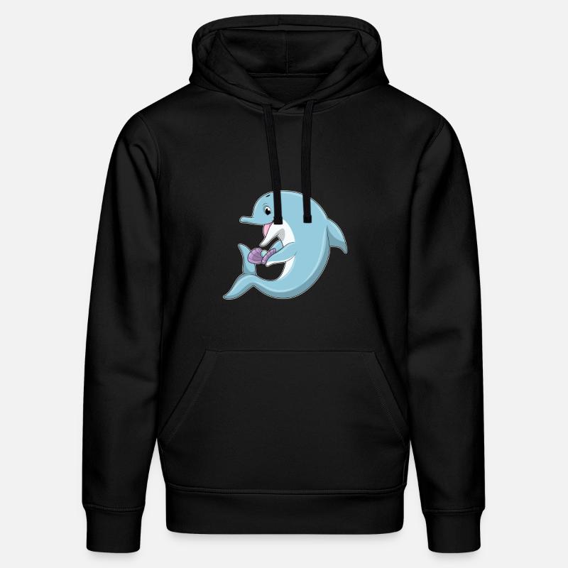 Delfin mit Perle - Stanley/Stella Unisex Bio-Hoodie DRUMMER  - Schwarz