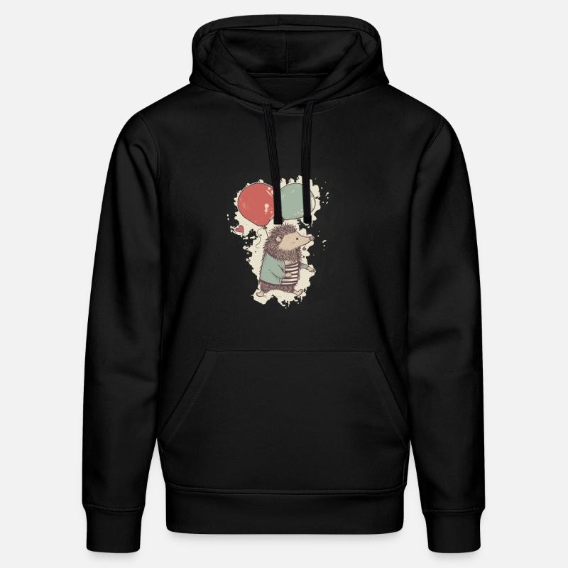 Igel mit Luftballons - Stanley/Stella Unisex Bio-Hoodie DRUMMER  - Schwarz