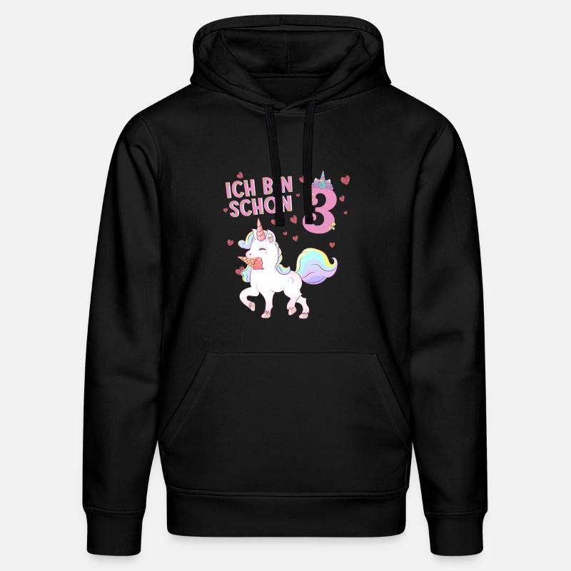 ich bin schon 3 - einhorn - Stanley/Stella Unisex Bio-Hoodie DRUMMER  - Schwarz
