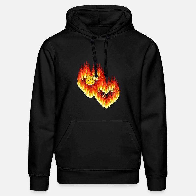 Cœurs Flamme Amour Relation Saint-Valentin - Sweat à capuche bio DRUMMER Stanley/Stella Unisexe - noir