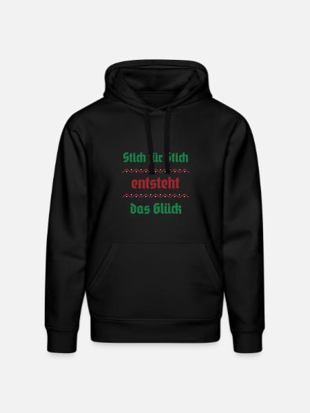 Stitch by stitch, happiness arises - Stanley/Stella DRUMMER Unisex Organic Hoodie - black