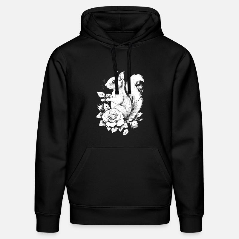 Eichhörnchen Blumen Rose Ästhetik Hörnchen - Stanley/Stella Unisex Bio-Hoodie DRUMMER - Schwarz
