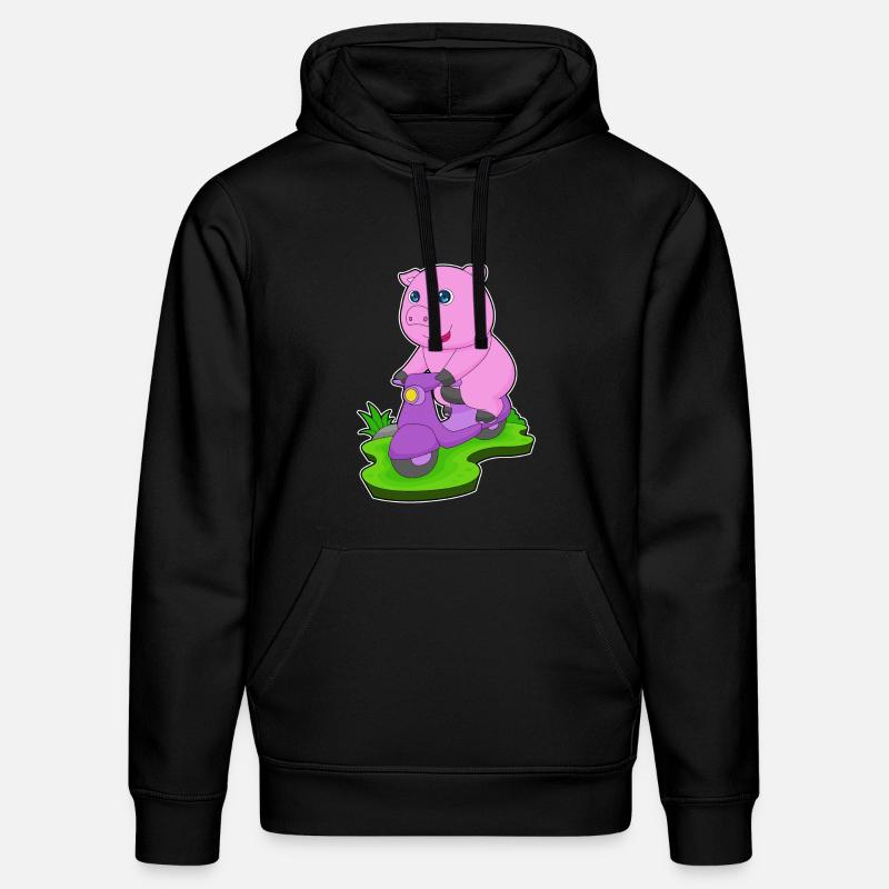 Schwein Motorroller - Stanley/Stella Unisex Bio-Hoodie DRUMMER  - Schwarz