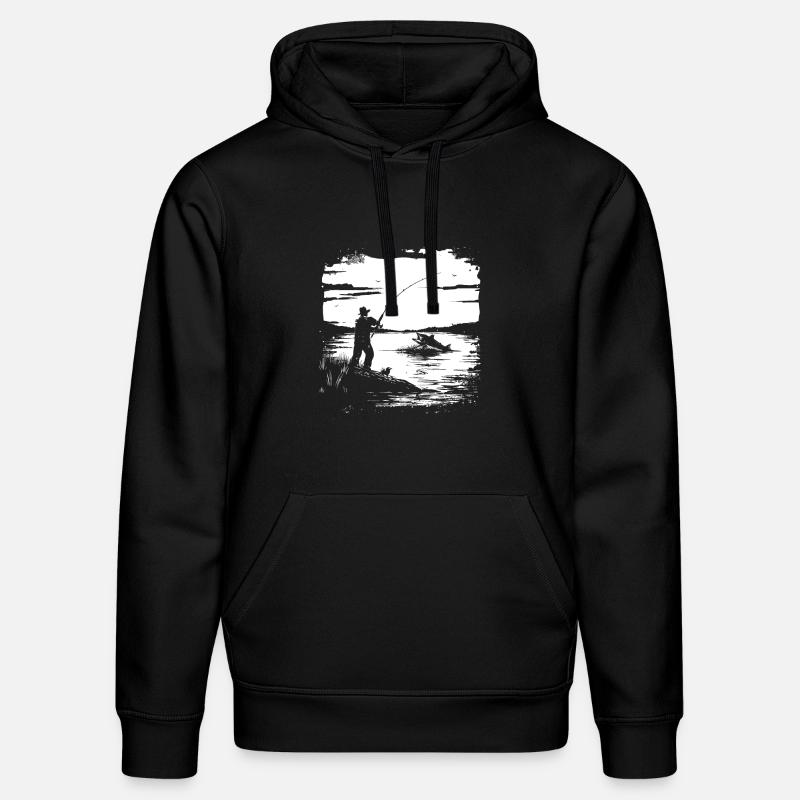 Graphique de pêche - Sweat à capuche bio DRUMMER Stanley/Stella Unisexe - noir