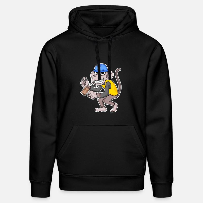 Baustelle Affe lustig Handwerker - Stanley/Stella Unisex Bio-Hoodie DRUMMER  - Schwarz