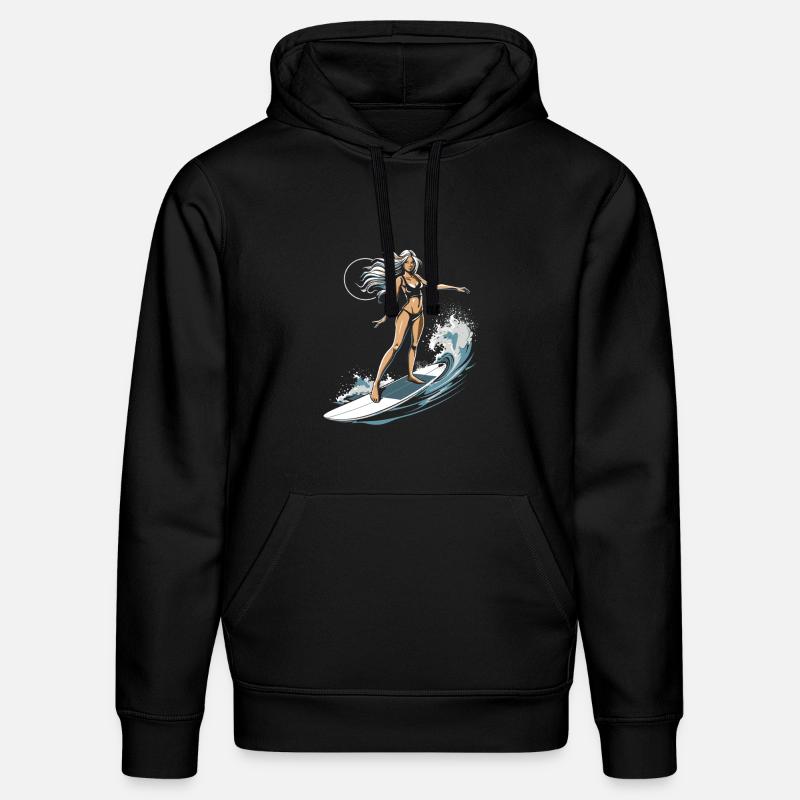 Graphique de surfeuse - Sweat à capuche bio DRUMMER Stanley/Stella Unisexe - noir