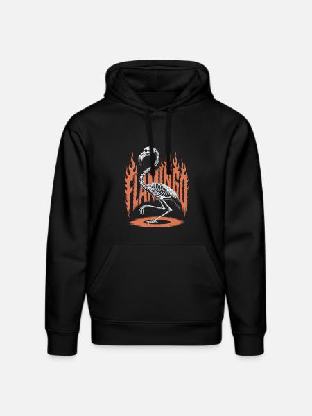 Flamingo Flames Skeleton Halloween - Stanley/Stella DRUMMER Unisex Organic Hoodie - black