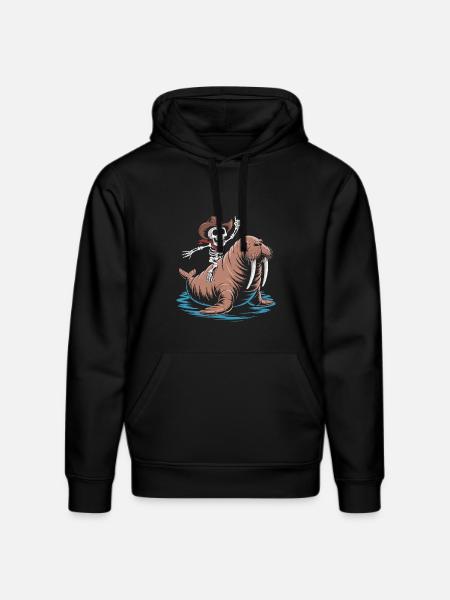 Skeleton cowboy on walrus - Stanley/Stella DRUMMER Unisex Organic Hoodie - black