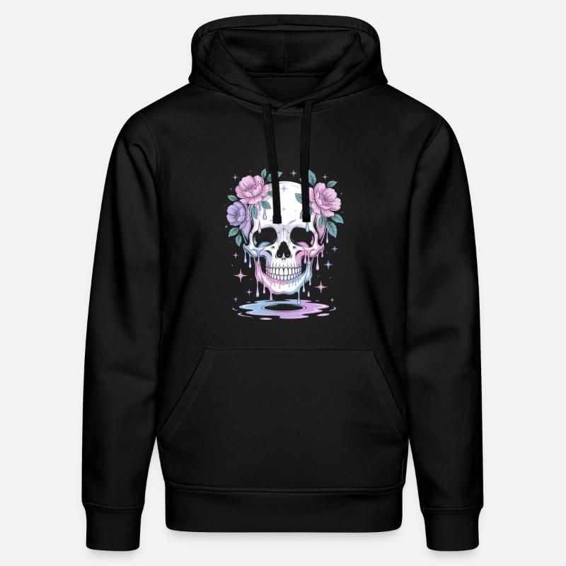 Kawaii Pastel Goth Crâne Fleurs - Sweat à capuche bio DRUMMER Stanley/Stella Unisexe - noir