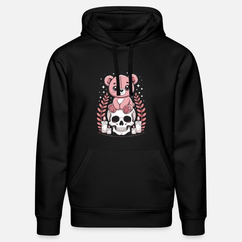 Kawaii Pastel Goth Patched Bear - Sweat à capuche bio DRUMMER Stanley/Stella Unisexe - noir