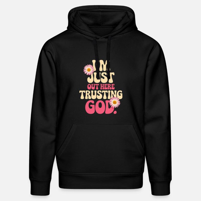 Ich vertraue Gott hier draußen - Stanley/Stella Unisex Bio-Hoodie DRUMMER  - Schwarz