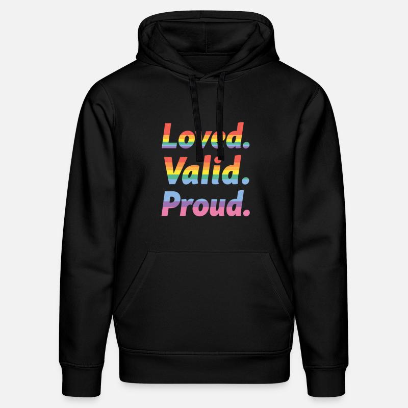 Loved Valid Proud – Pride Statement - Stanley/Stella Unisex Bio-Hoodie DRUMMER  - Schwarz