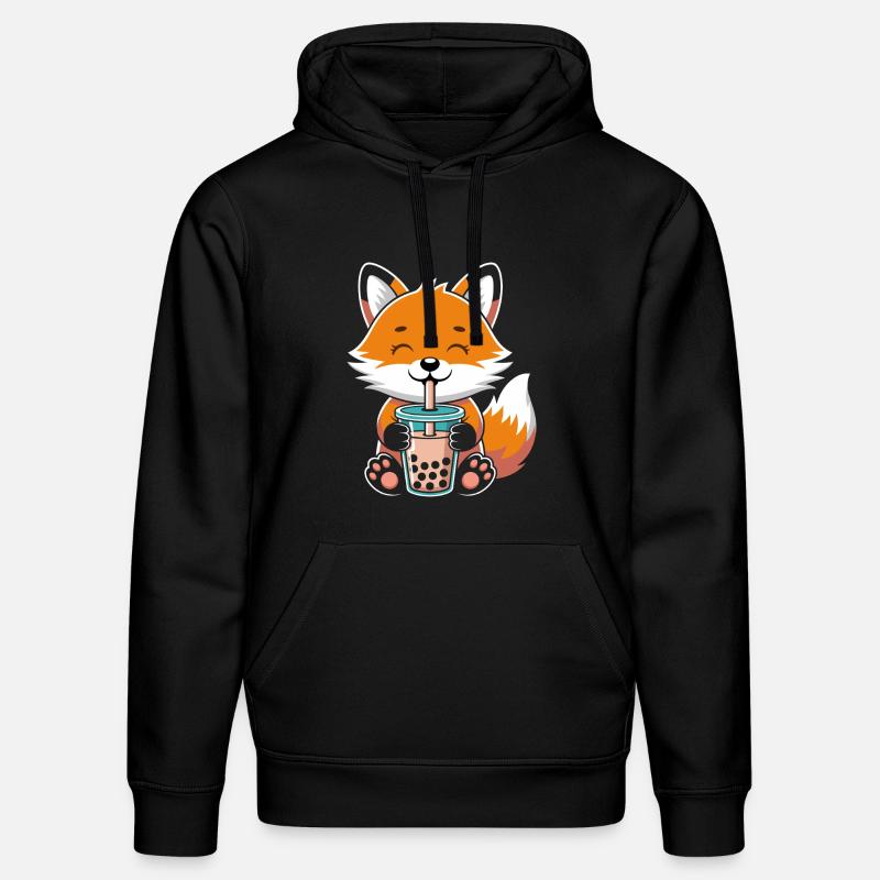 Kawaii Bubble Tee Fuchs Boba Tee - Stanley/Stella Unisex Bio-Hoodie DRUMMER  - Schwarz