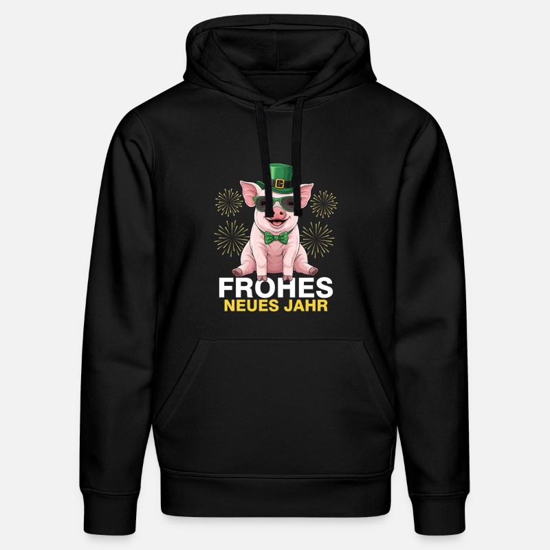 Bonne Année Cochon Porte-Bonheur - Sweat à capuche bio DRUMMER Stanley/Stella Unisexe - noir