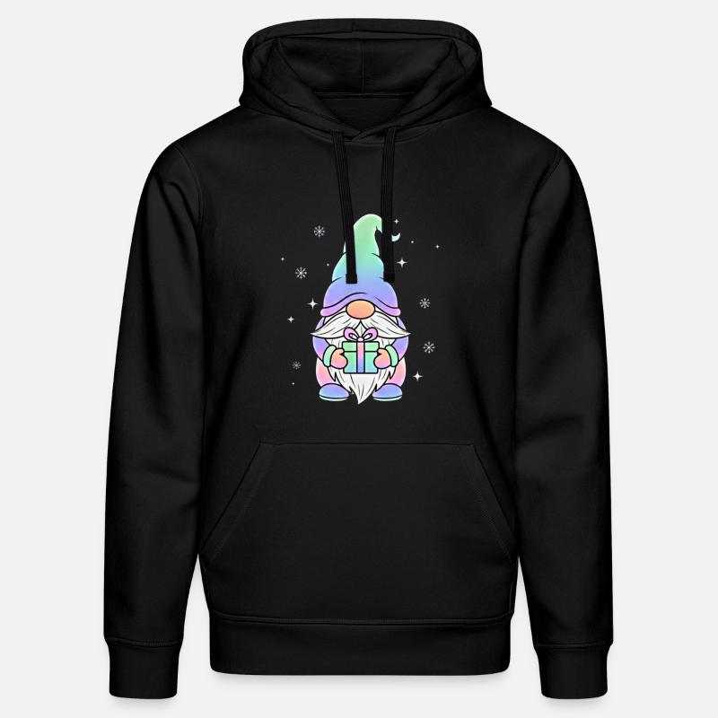 Gnome de Noël Pastel Dégradé - Sweat à capuche bio DRUMMER Stanley/Stella Unisexe - noir