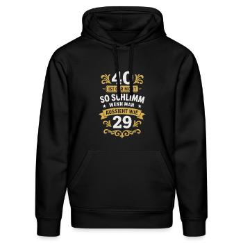 40 Ist Gar Nicht So Schlimm Aussieht Wie 29 - Stanley/Stella Unisex Bio-Hoodie DRUMMER  - Schwarz - Vorne - Marisol (170cm) & Nik (191cm)