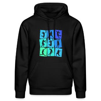 Volleyball Volleyballer Herren Kinder Jungen - Stanley/Stella Unisex Bio-Hoodie DRUMMER  - Schwarz - Vorne - Marisol (170cm) & Nik (191cm)