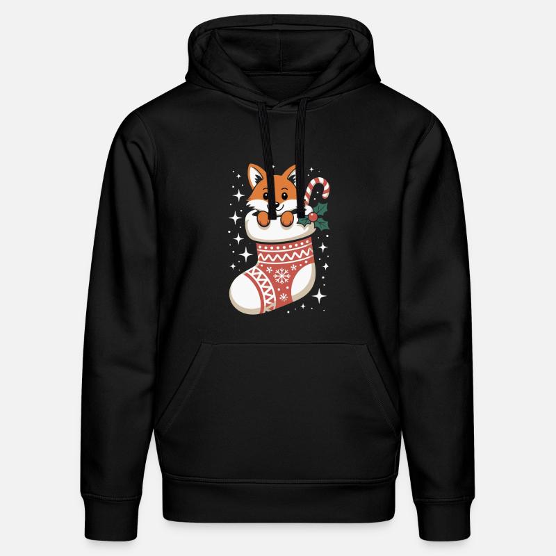 Renard en chaussette de Noël - Sweat à capuche bio DRUMMER Stanley/Stella Unisexe - noir