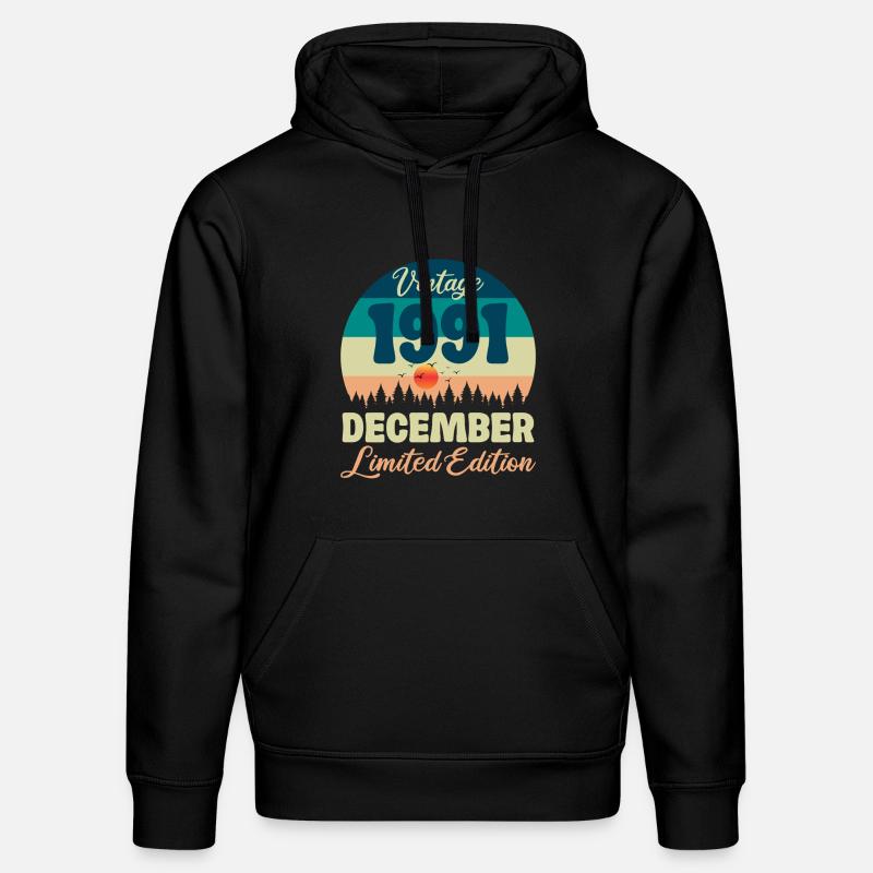 Anniversaire Décembre 1991 Cadeau D'anniversaire - Sweat à capuche bio DRUMMER Stanley/Stella Unisexe - noir