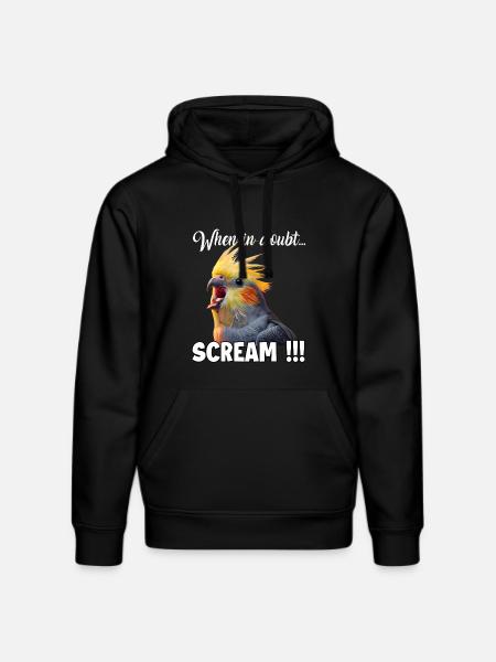 Funny Cockatiel T, Screaming Bird Meme - Stanley/Stella DRUMMER Unisex Organic Hoodie - black