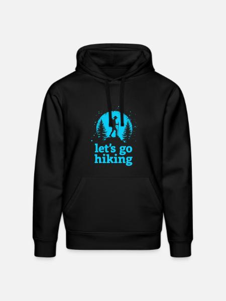 Let's go hiking mountaineer hiker silhouette - Stanley/Stella DRUMMER Unisex Organic Hoodie - black