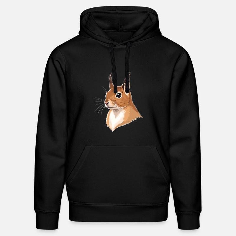 Illustrierter Eichhörnchenkopf - Stanley/Stella Unisex Bio-Hoodie DRUMMER  - Schwarz