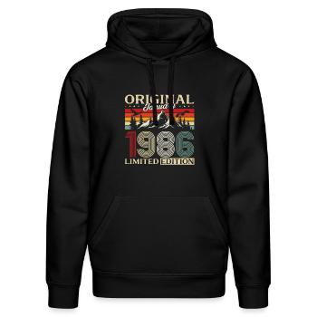 40. Geburtstag Original Januar Jahrgang 1986 - Stanley/Stella Unisex Bio-Hoodie DRUMMER  - Schwarz - Vorne - Marisol (170cm) & Nik (191cm)