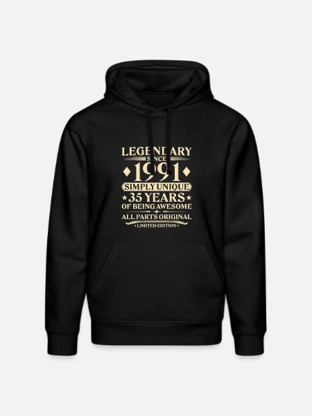 1991 Vintage Born Unik 35-års fødselsdag - Stanley/Stella DRUMMER økologisk unisex-hoodie - sort