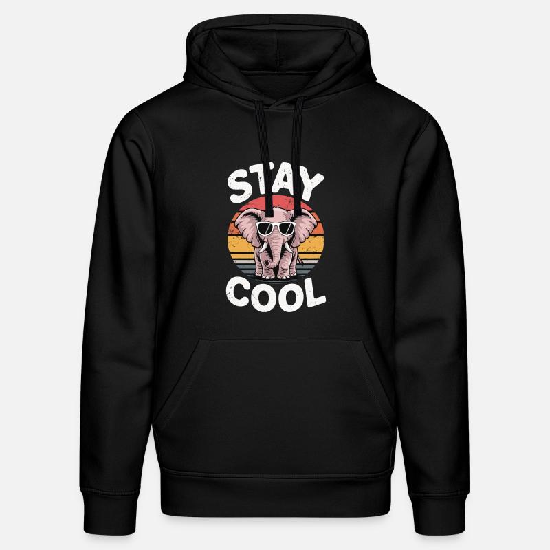 Stay Cool Elefant - Kinder Retro - Stanley/Stella Unisex Bio-Hoodie DRUMMER - Schwarz