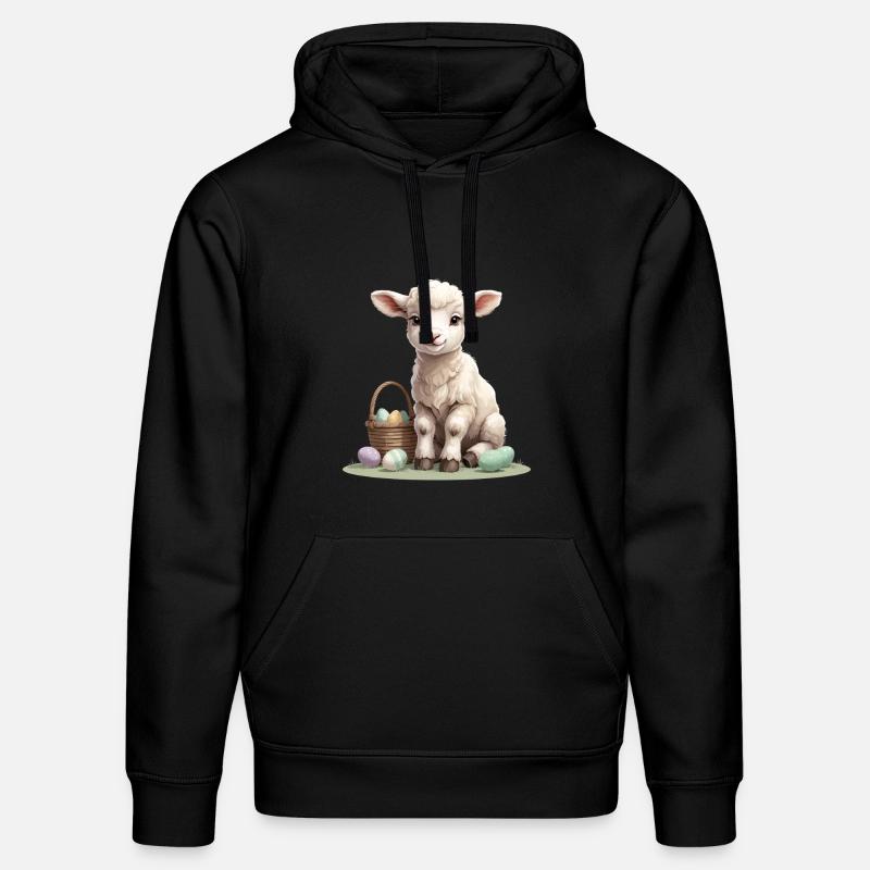 Pastel lamb with Easter eggs - Stanley/Stella DRUMMER Unisex Organic Hoodie - black