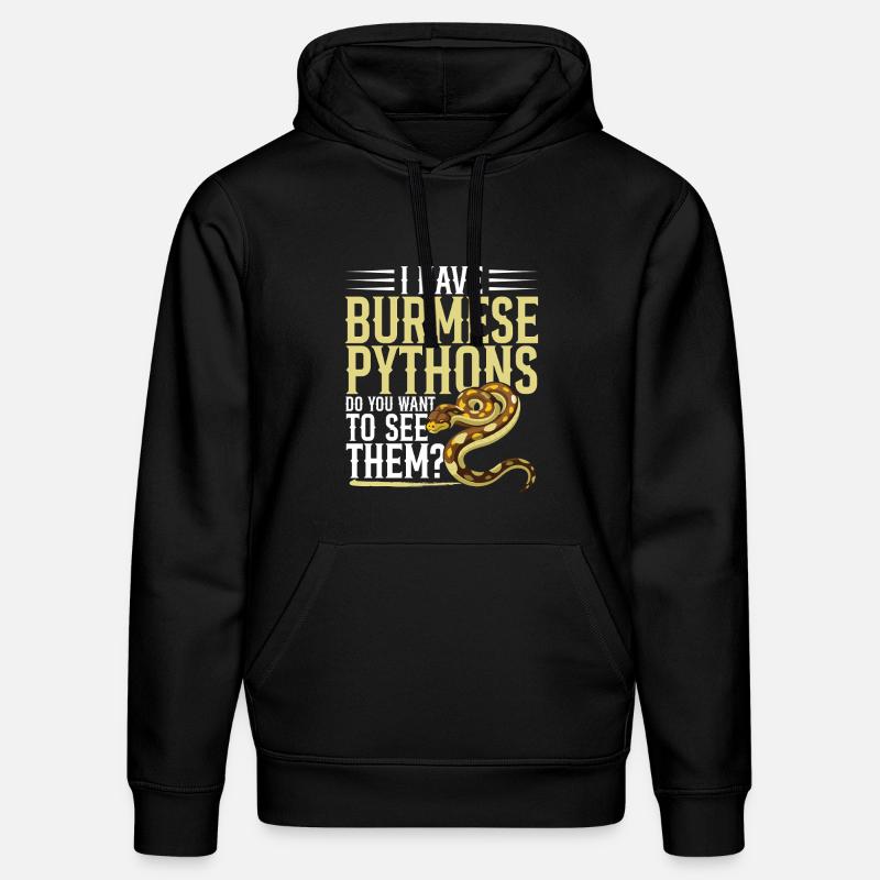 Burmesische Python HDE Schlangen-Stofftier-Reptil - Stanley/Stella Unisex Bio-Hoodie DRUMMER  - Schwarz