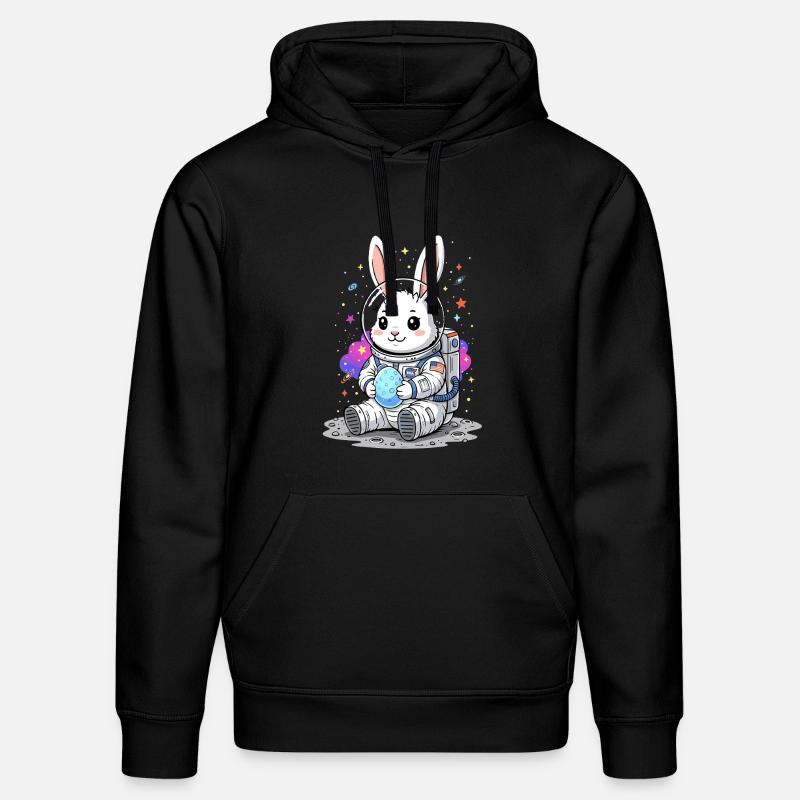 Astronaut Easter Bunny Space - Stanley/Stella DRUMMER Unisex Organic Hoodie - black