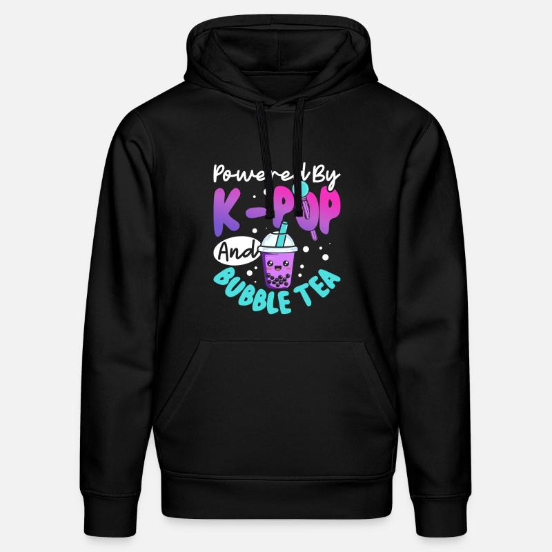 Alimentato da bubble tea K-pop - Felpa con cappuccio ecologica unisex DRUMMER di Stanley/Stella - nero
