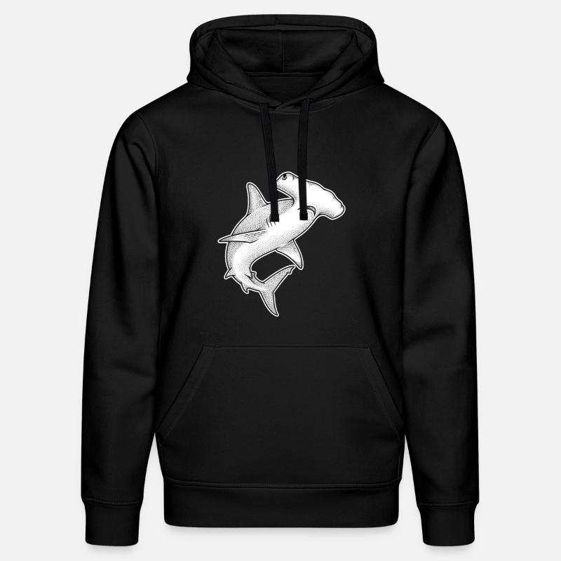 Illustration en points du requin-marteau - Sweat à capuche bio DRUMMER Stanley/Stella Unisexe - noir