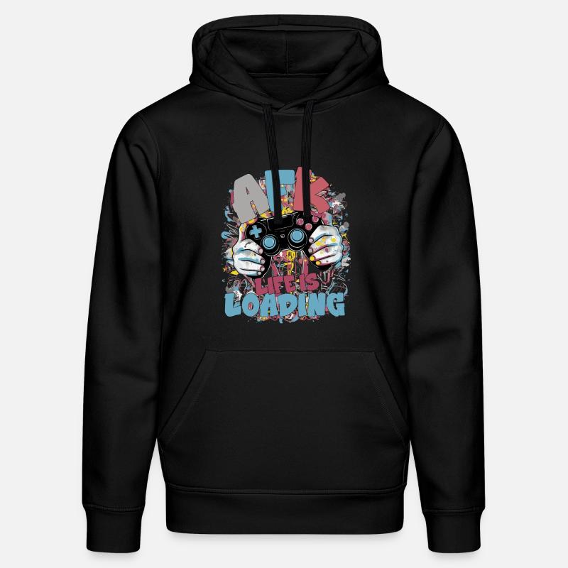 Life is Loading: Gaming Graffiti - Stanley/Stella Unisex Bio-Hoodie DRUMMER  - Schwarz