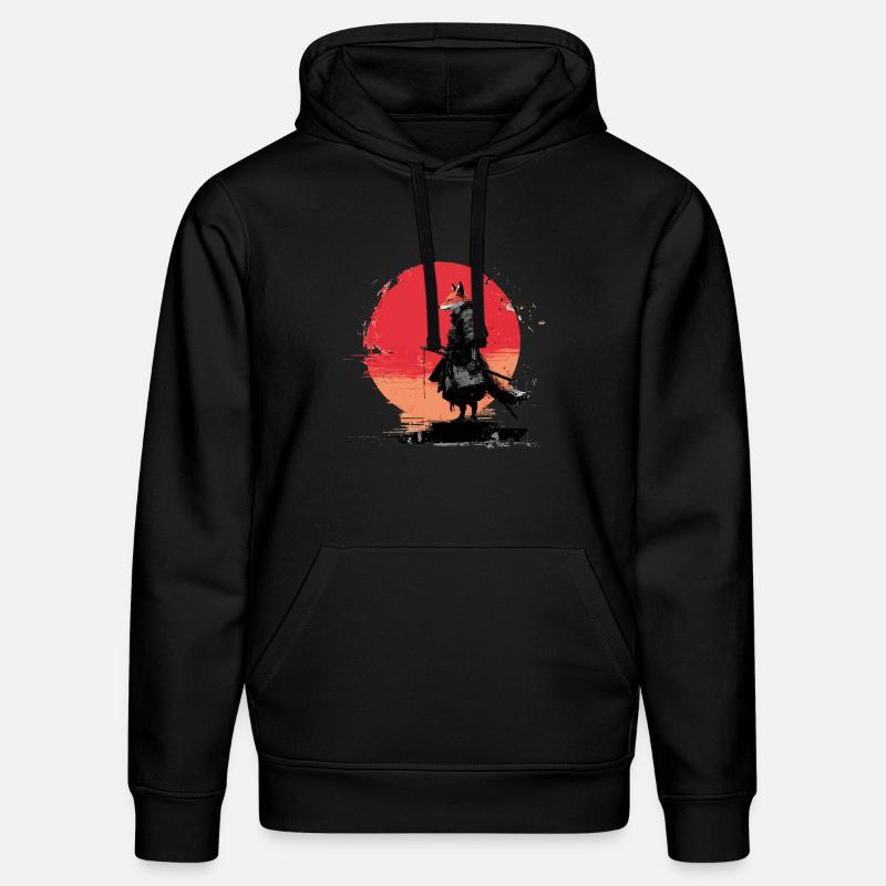 Fox Samurai au coucher du soleil - Sweat à capuche bio DRUMMER Stanley/Stella Unisexe - noir
