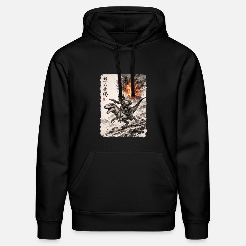Katze, Dinosaurier, Vulkan, Vulkanausbruch, Anime - Stanley/Stella Unisex Bio-Hoodie DRUMMER  - Schwarz