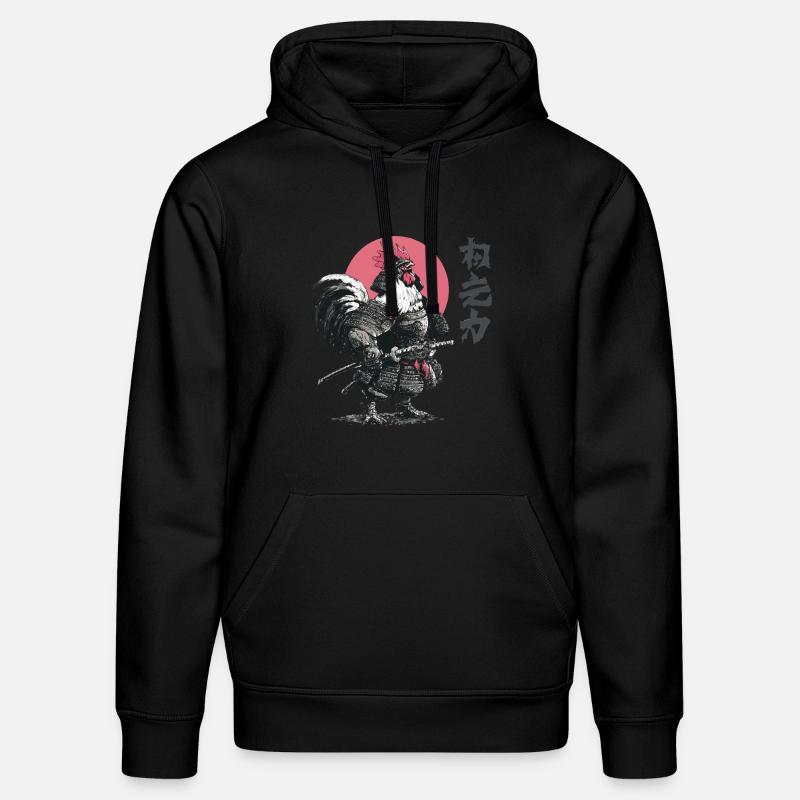 Imprimé d’armure samouraï coq - Sweat à capuche bio DRUMMER Stanley/Stella Unisexe - noir