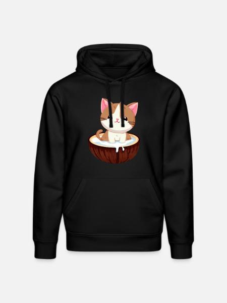 Kissa kookosmaidossa, eksoottinen ja söpö - Stanley/Stella DRUMMER unisex luomuhuppari - musta