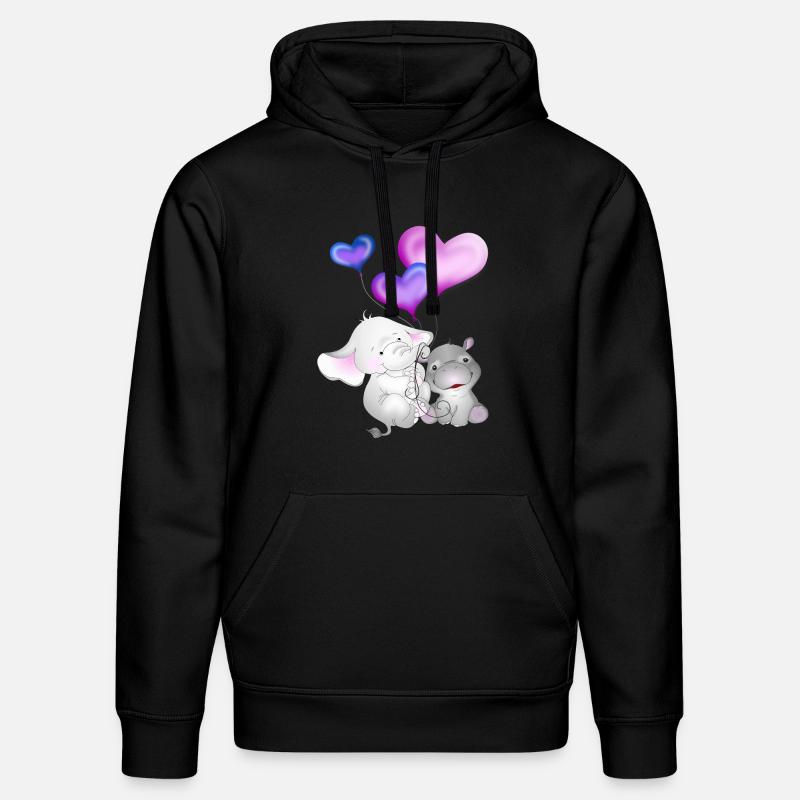 Elefant Luftballon Nilpferd - Stanley/Stella Unisex Bio-Hoodie DRUMMER  - Schwarz