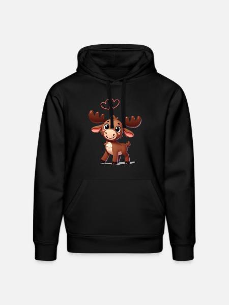 Moose Comic Love - Stanley/Stella DRUMMER Unisex Organic Hoodie - black