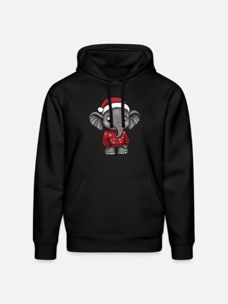 Elephant Christmas Comic - Stanley/Stella DRUMMER Unisex Organic Hoodie - black