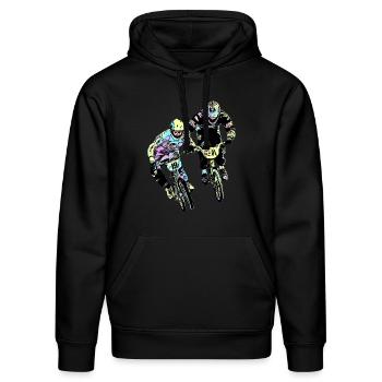 BMX - Stanley/Stella Unisex Bio-Hoodie DRUMMER  - Schwarz - Vorne - Marisol (170cm) & Nik (191cm)