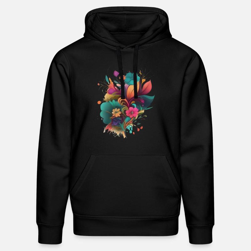 Explosion Florale Abstraite - Sweat à capuche bio DRUMMER Stanley/Stella Unisexe - noir