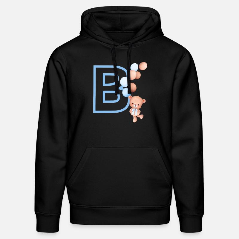Lettre b bleue ours - Sweat à capuche bio DRUMMER Stanley/Stella Unisexe - noir