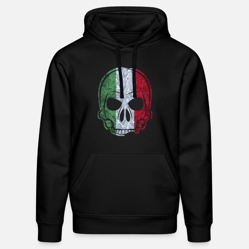 MMJ Italie Drapeau de crâne - Sweat à capuche bio DRUMMER Stanley/Stella Unisexe - noir