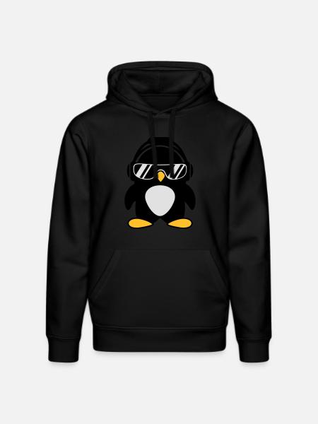 Pinguin mit Kopfhörer - Stanley/Stella Unisex Bio-Hoodie DRUMMER - Schwarz