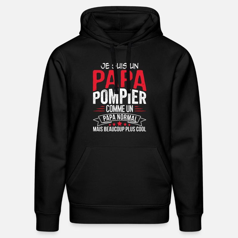 Papa Pompier Humour - Sweat à capuche bio DRUMMER Stanley/Stella Unisexe - noir